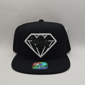 Black Snapback Cap with Diamond Logo